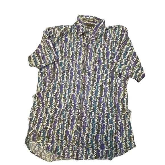 ROYAL ROBBINS MENS BUTTON UP BLUE GRAY HAWAIIAN PRINT SHIRT MEDIUM BUTTERY SOFT - Picture 2 of 4